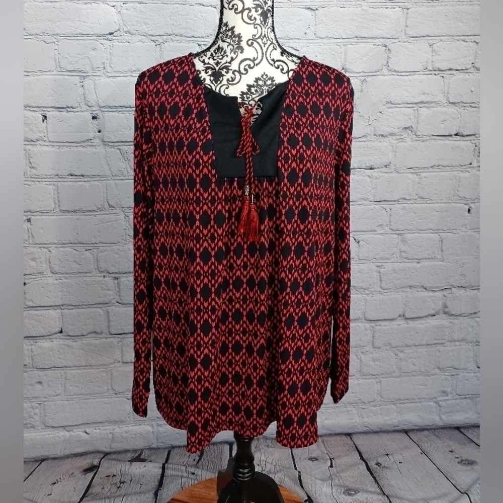 Susan Graver women's long sleeve stretch knit size xl front tassel size xl bb10